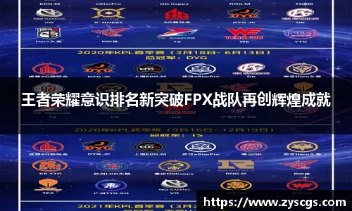 王者荣耀意识排名新突破FPX战队再创辉煌成就